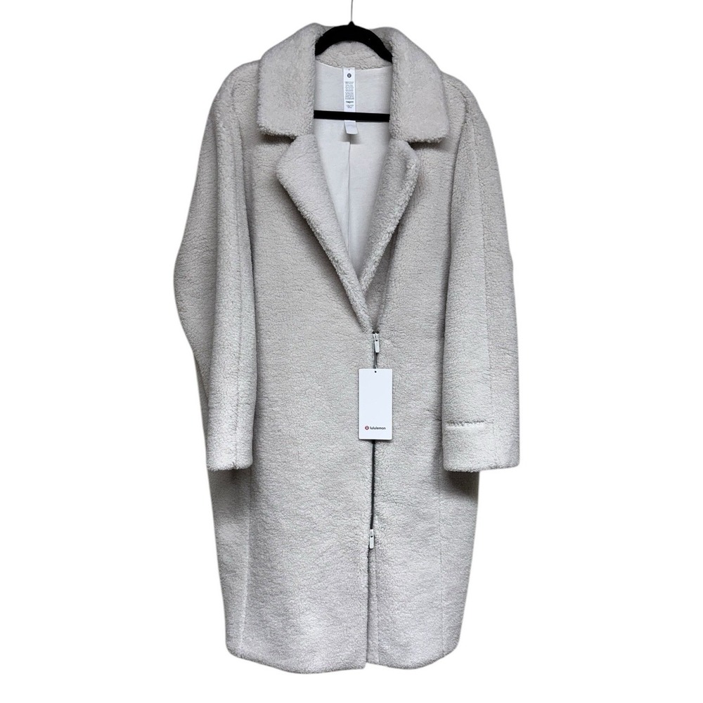 Lululemon Textured Fleece Long Moto Jacket Bone Women's Size 10